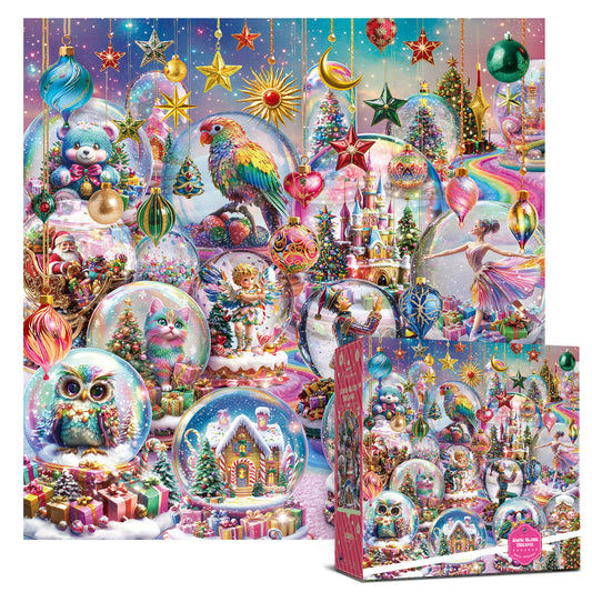 Christmas Jigsaw Puzzle 1000 Pieces for Adults – Snow Globe Dreams Holiday Winter Scene, Cozy Christmas Puzzle Gift for Family Fun
