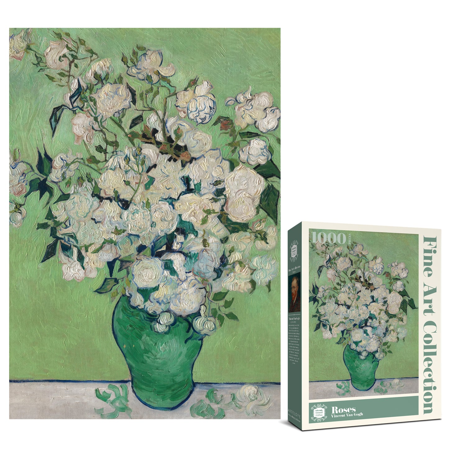 Roses, by Vincent Van Gogh, 1890 1000 Piece Jigsaw Puzzle