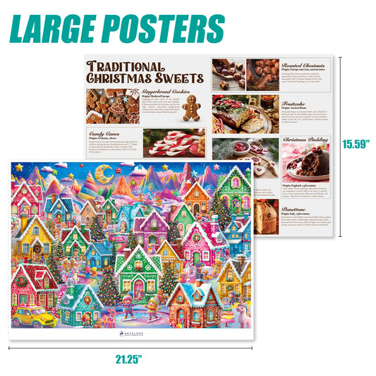 Christmas Jigsaw Puzzle 1000 Pieces for Adults – Gingerbread Village Holiday Winter Scene, Relaxing Festive Puzzle Gift for Adults & Families