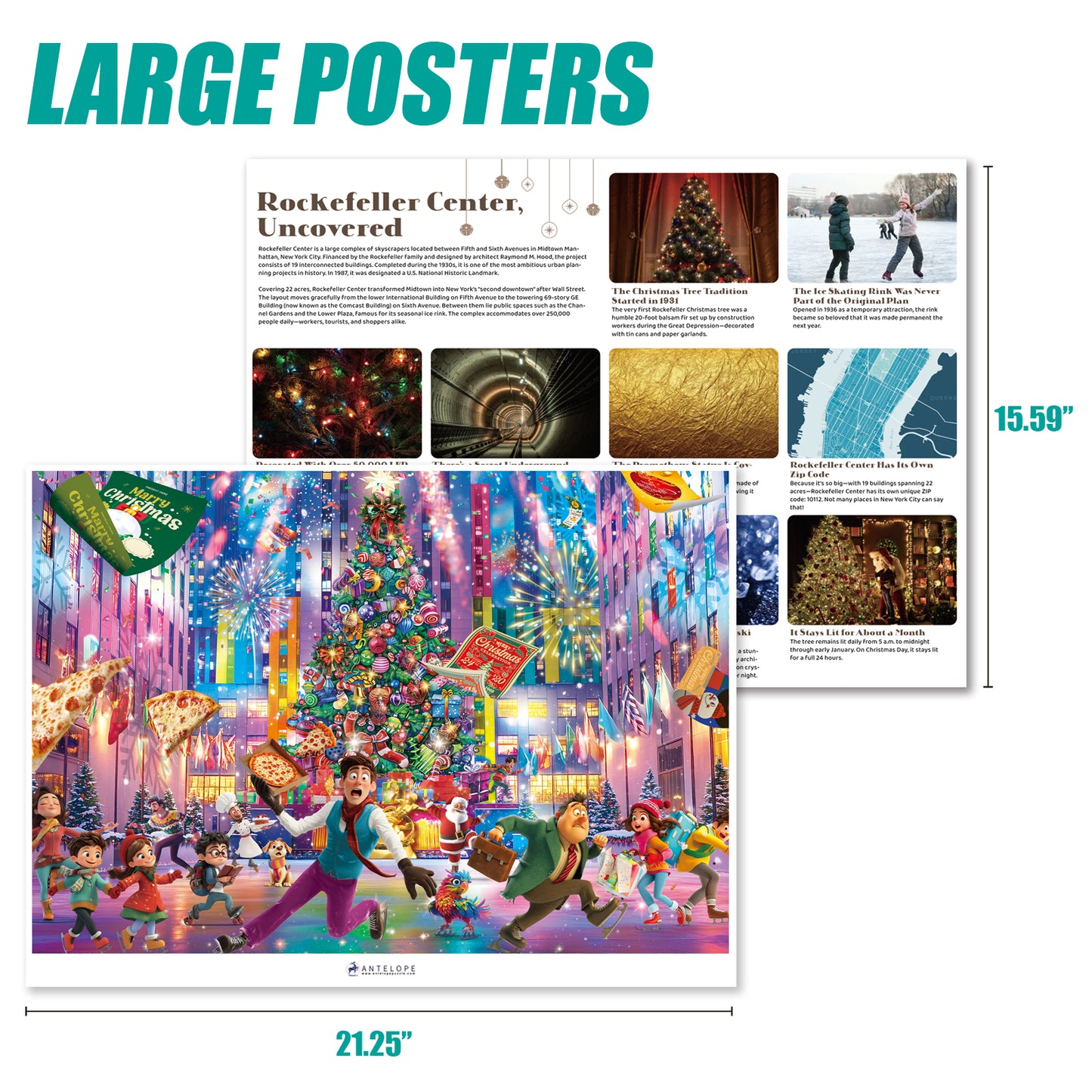 Christmas Jigsaw Puzzle 1000 Pieces for Adults – Christmas at Rockefeller Holiday Winter Scene, Festive Jigsaw Puzzle Gift for Adults