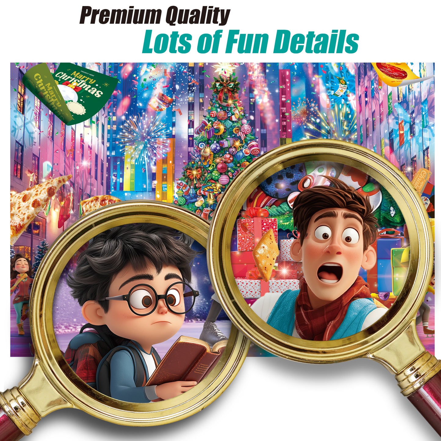 Christmas Jigsaw Puzzle 1000 Pieces for Adults – Christmas at Rockefeller Holiday Winter Scene, Festive Jigsaw Puzzle Gift for Adults