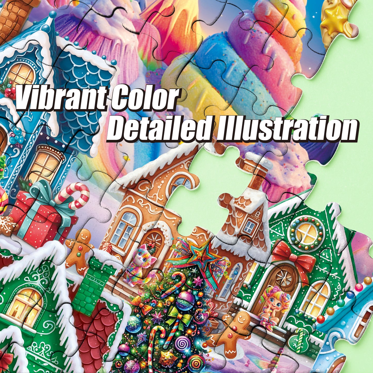 Christmas Jigsaw Puzzle 1000 Pieces for Adults – Gingerbread Village Holiday Winter Scene, Relaxing Festive Puzzle Gift for Adults & Families
