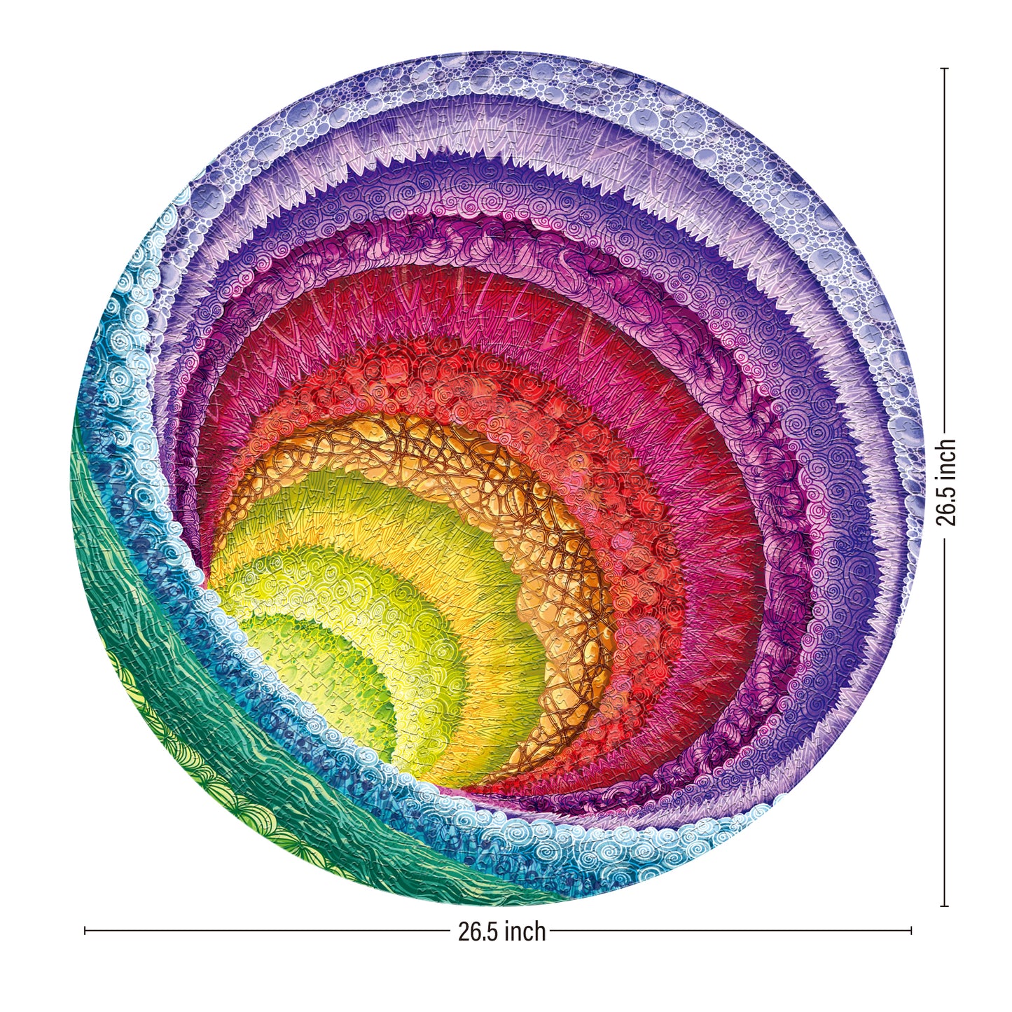 4 in 1 1000 Piece Jigsaw Puzzle Bundle: Hue Wormhole, Mandala Morphe, Mandalic Rose & Gem Mandala