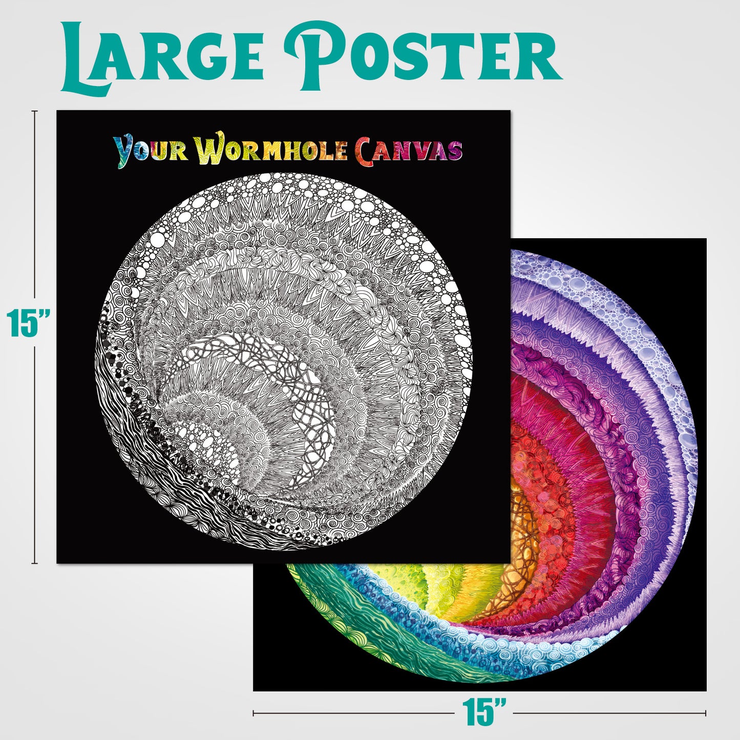 4 in 1 1000 Piece Jigsaw Puzzle Bundle: Hue Wormhole, Mandala Morphe, Mandalic Rose & Gem Mandala