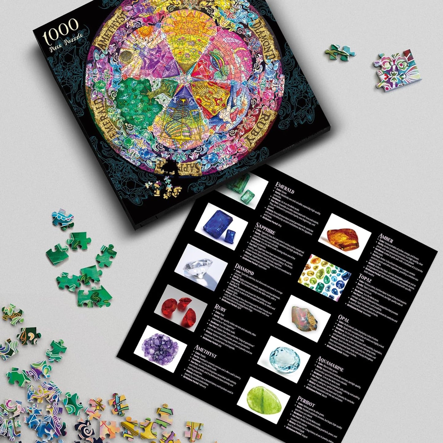 2 in 1 1000 Piece Jigsaw Puzzle Bundle: Hue Wormhole & Gem Mandala