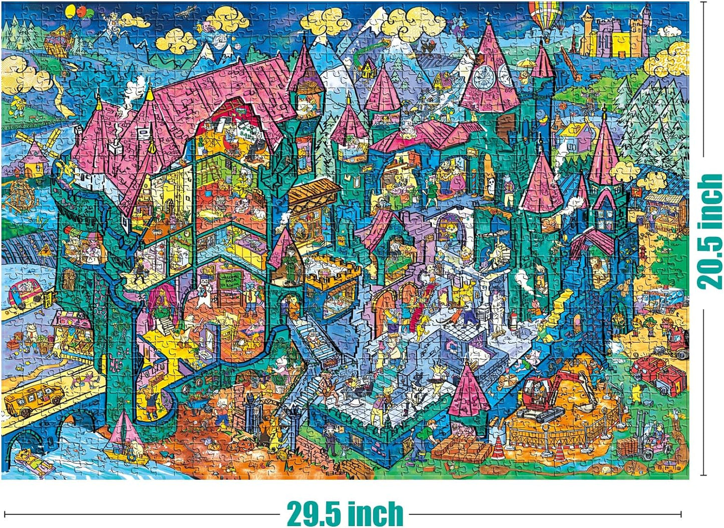 2 in 1 1000 Piece Puzzle Bundle - Cat Castle and Van Gogh's Time Travel to Muse Da Orsay