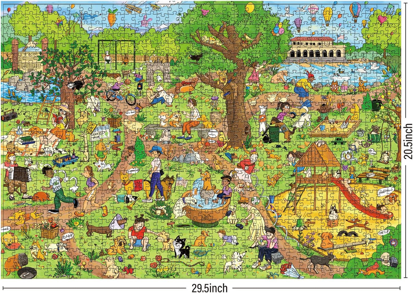 2 in 1 1000 Piece Puzzle Bundle - Dog Park and Cat Castle