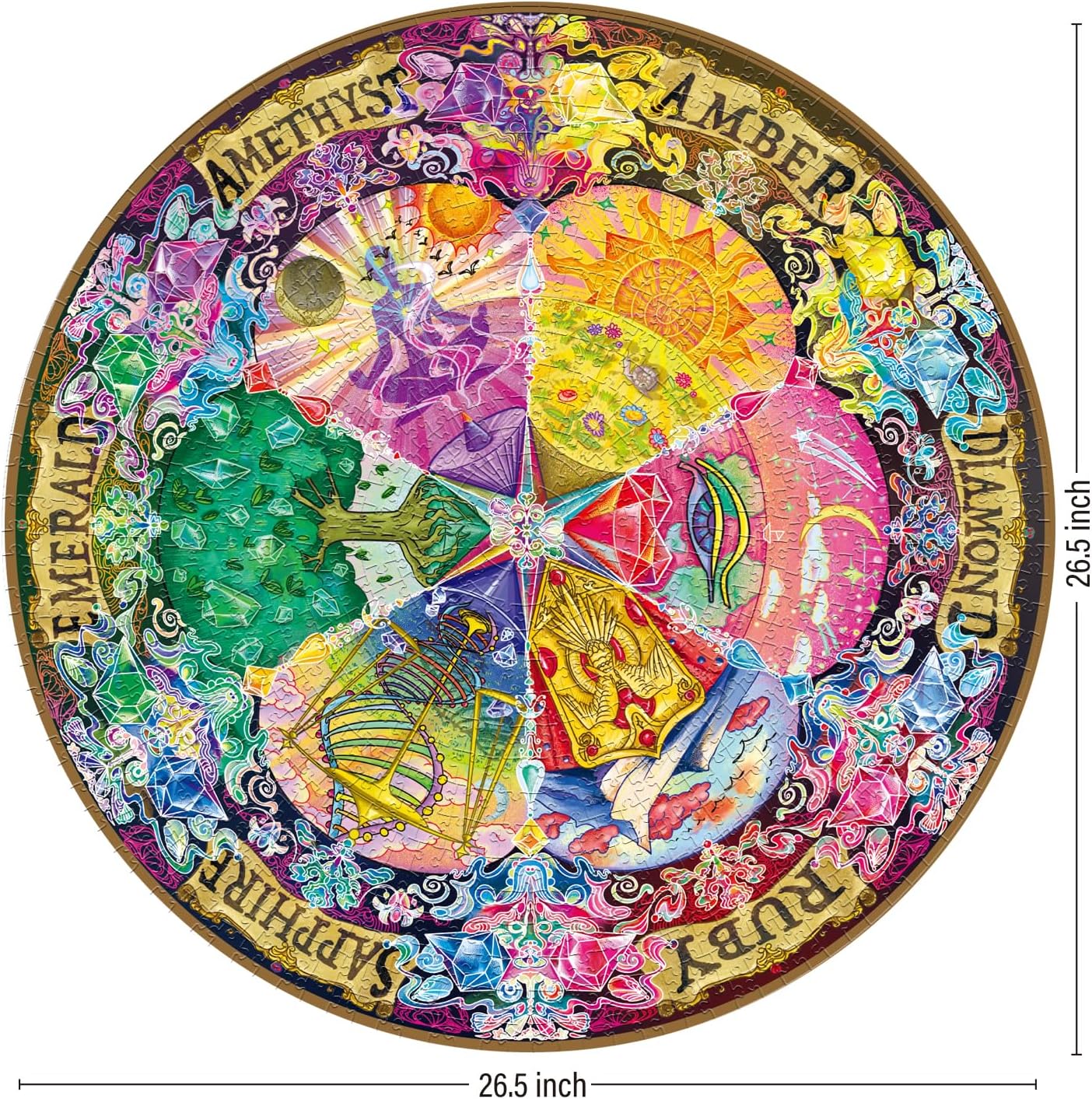 2 in 1 1000 Piece Jigsaw Puzzle Bundle: Hue Wormhole & Gem Mandala