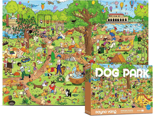 2 in 1 1000 Piece Puzzle Bundle - Dog Park and Roller Coaster