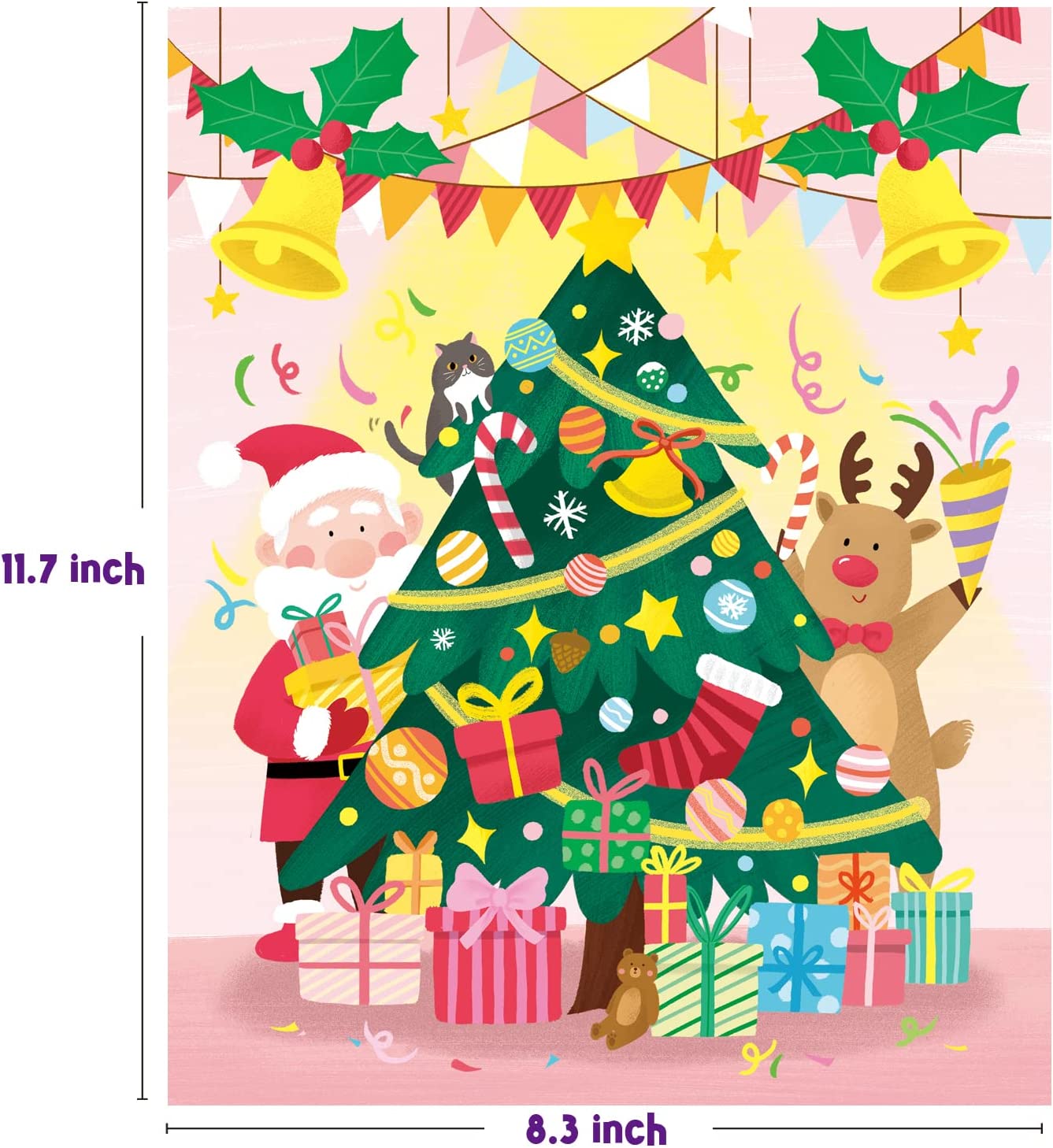 2 in 1-24 Large Piece Jigsaw Puzzle Santa with His Friends for Kids Age 3 and up
