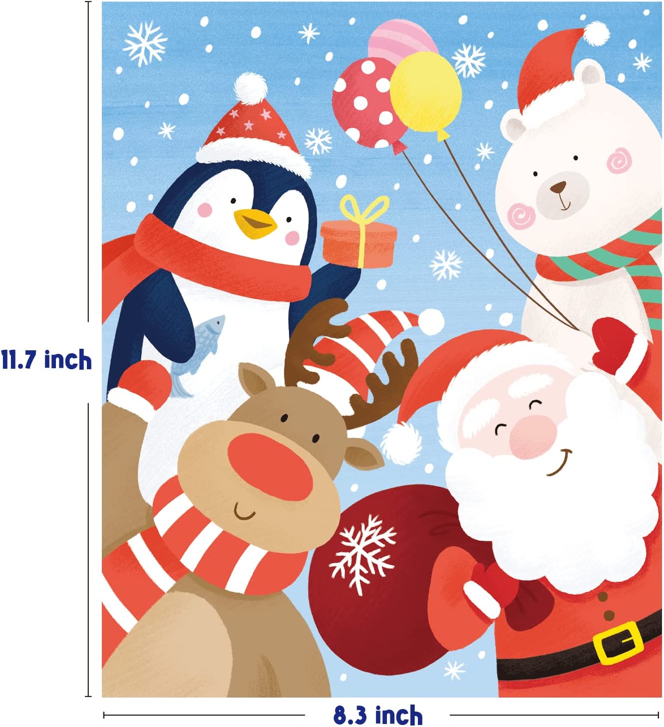 2 in 1-24 Large Piece Jigsaw Puzzle Santa with His Friends for Kids Age 3 and up