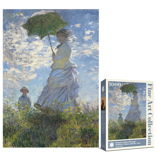 Woman with a Parasol-Madame Monet and Her Son 1000 Piece Jigsaw Puzzle