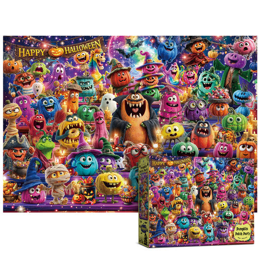 Antelope - 1000 Piece Puzzle for Adults, Pumpkin Patch Party - Jigsaw Puzzles 1000 Pieces, High Resolution, Matte Finish, No Dust