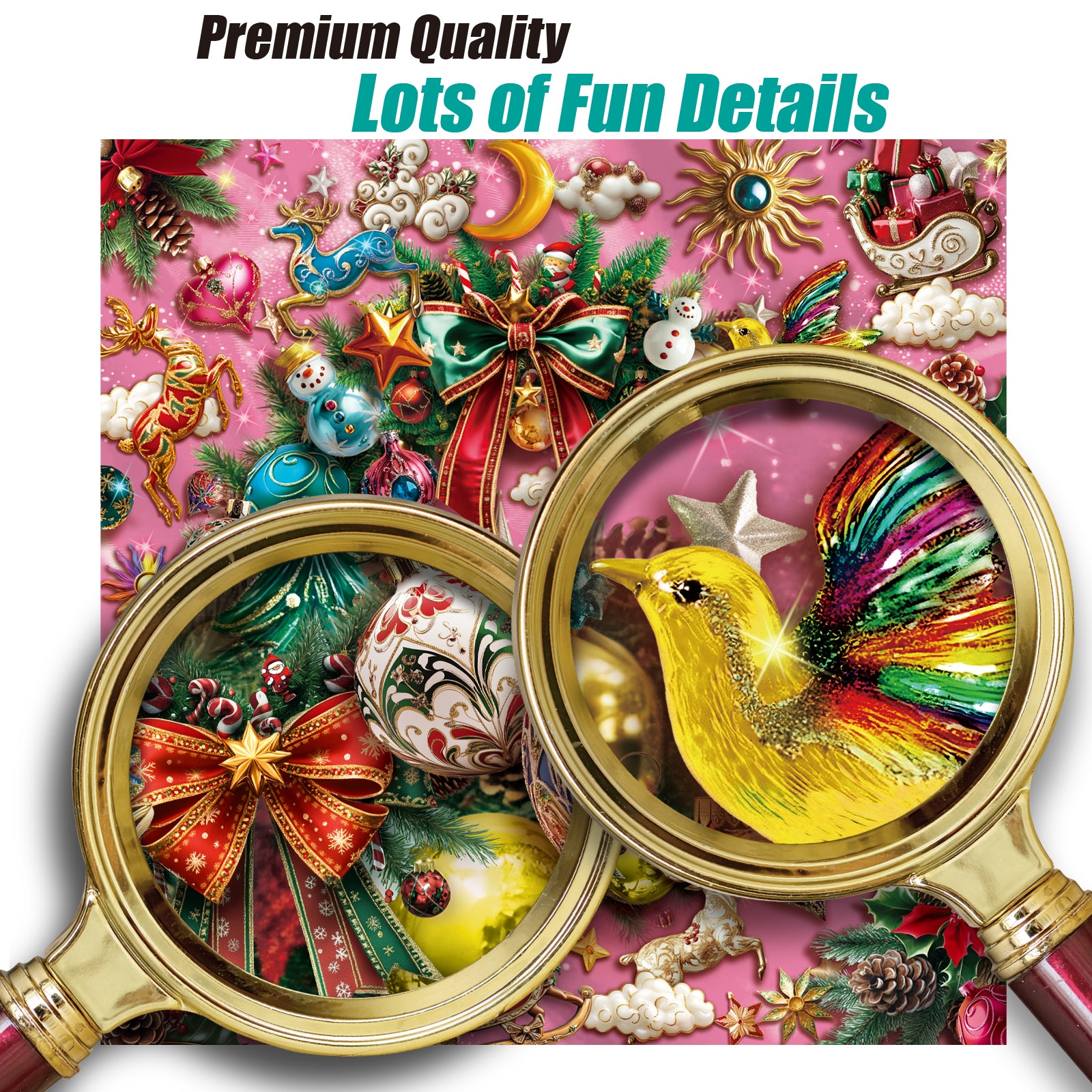 Xmasセット　ジャンクジャーナル　ティムホルツ　エンボスペーパー　インド刺繍 Christmas Jigsaw Puzzle 1000 Pieces for Adults – Wreath of Jingle
