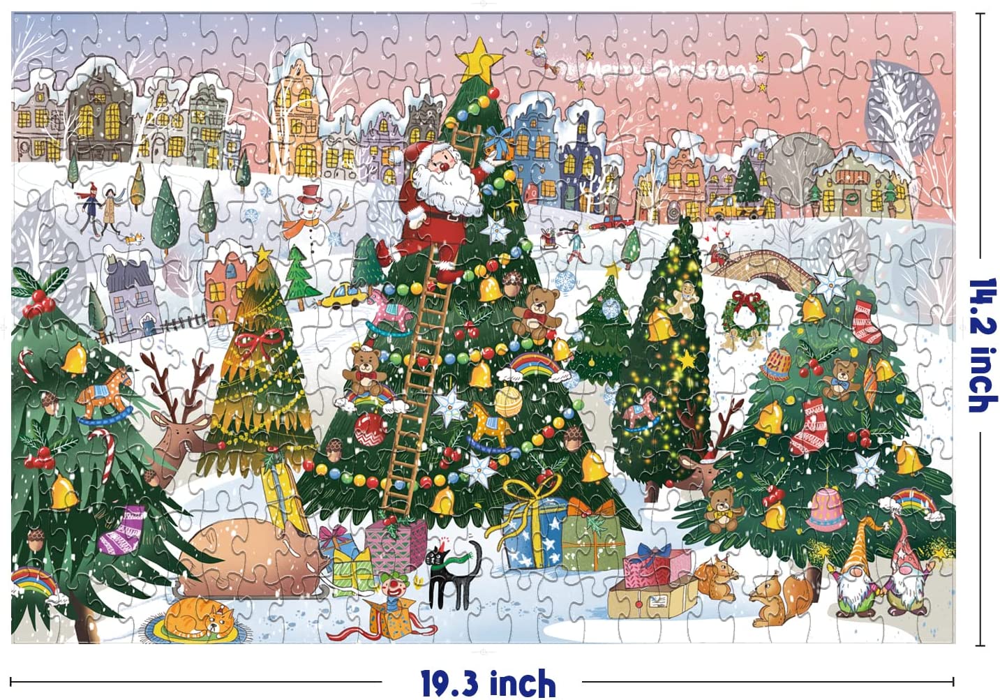 250 Piece Puzzle for Kids Age 6 and up, White Christmas Jigsaw Puzzles 250 Pieces, Large Piece Puzzle, Matte Finish, Smooth Edging, No Dust
