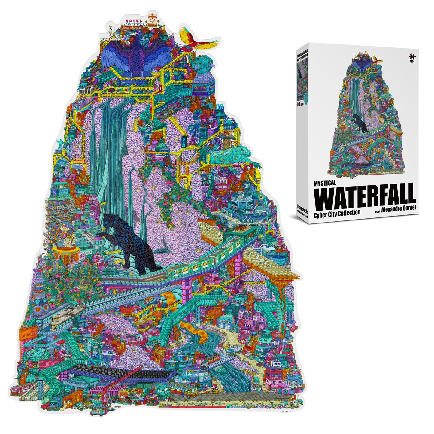 The Mystical Waterfall Cyber City 1000 Piece Jigsaw Puzzle